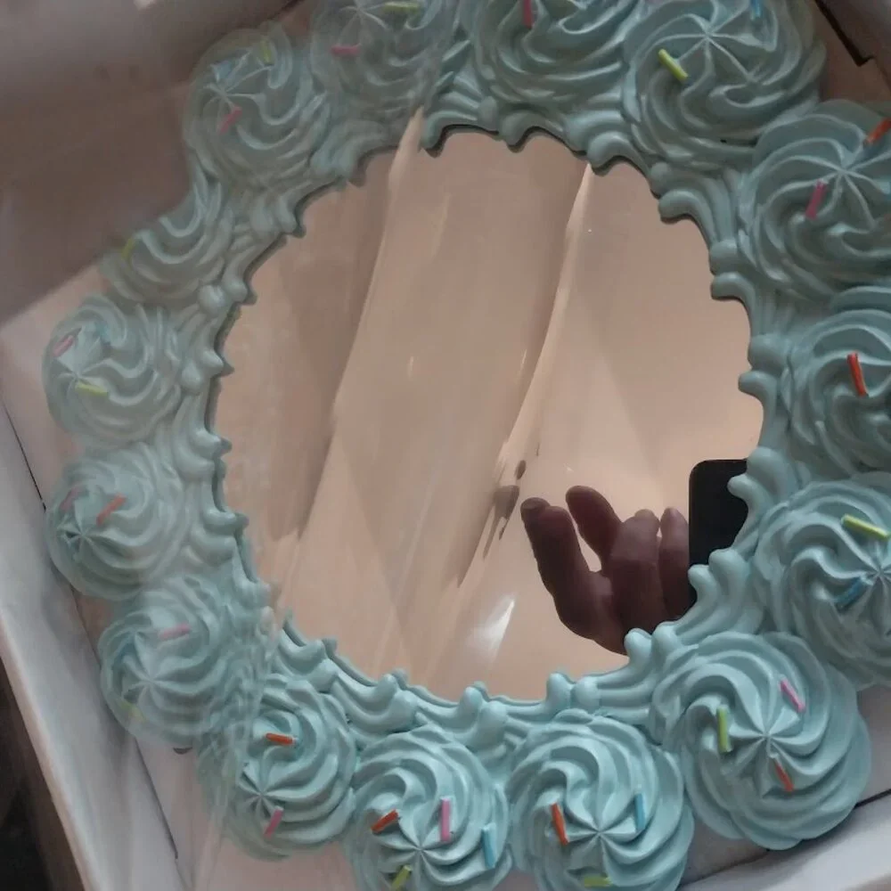 Aqua Swirl Decorative Wall Mirror - Whimsical Home Accent